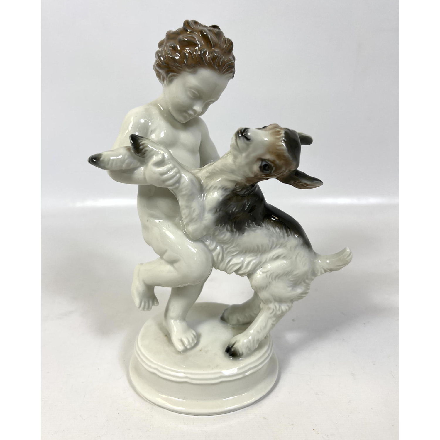 Appraisal: ROSENTHAL Germany Porcelain Figural Group Child with Lamb Marked Signed