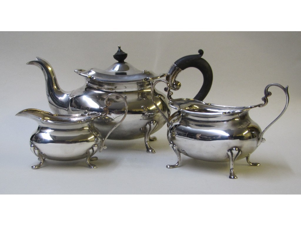 Appraisal: A silver three piece silver tea service of bombe form