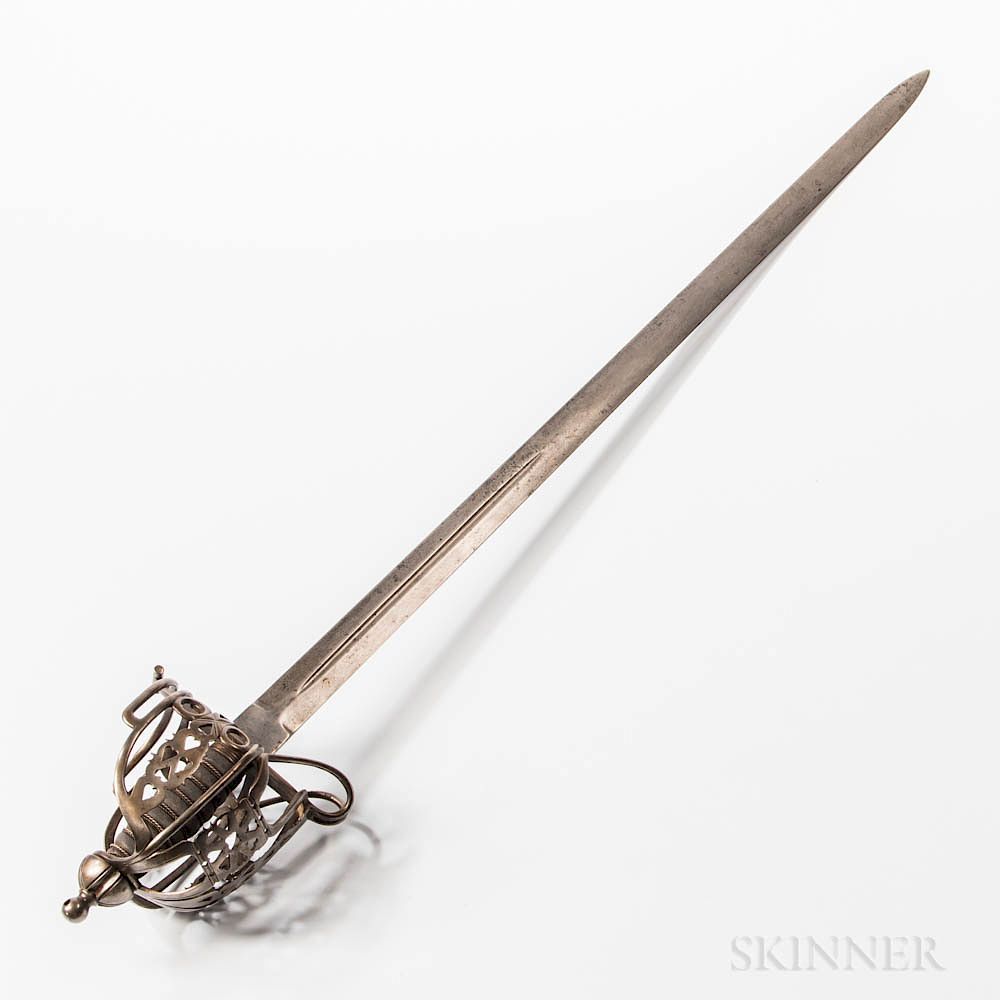 Appraisal: Scottish Iron Basket Hilt Sword Scottish Iron Basket Hilt Sword