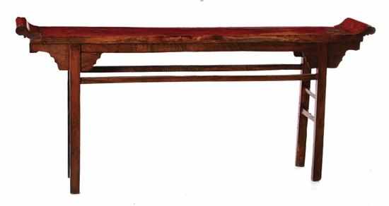 Appraisal: Chinese red lacquered altar table th century rectangular top with