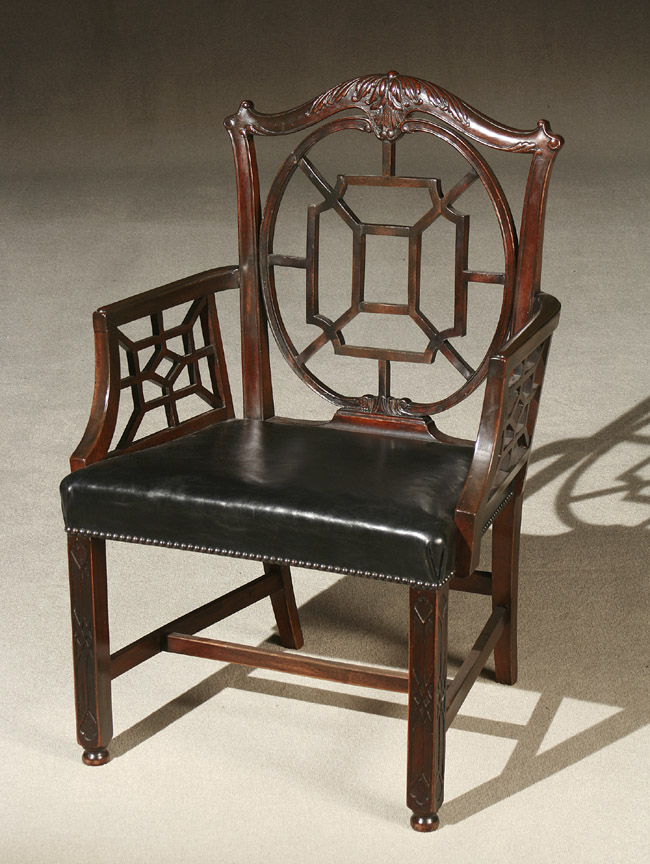 Appraisal: George III Style Mahogany 'Cockpen' Armchair Late th-Early th Century