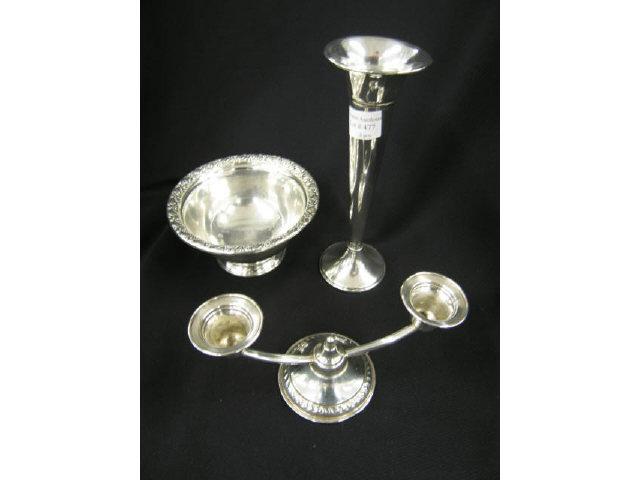 Appraisal: pcs Sterling Silver bud vase bowl candelabra all weighted some