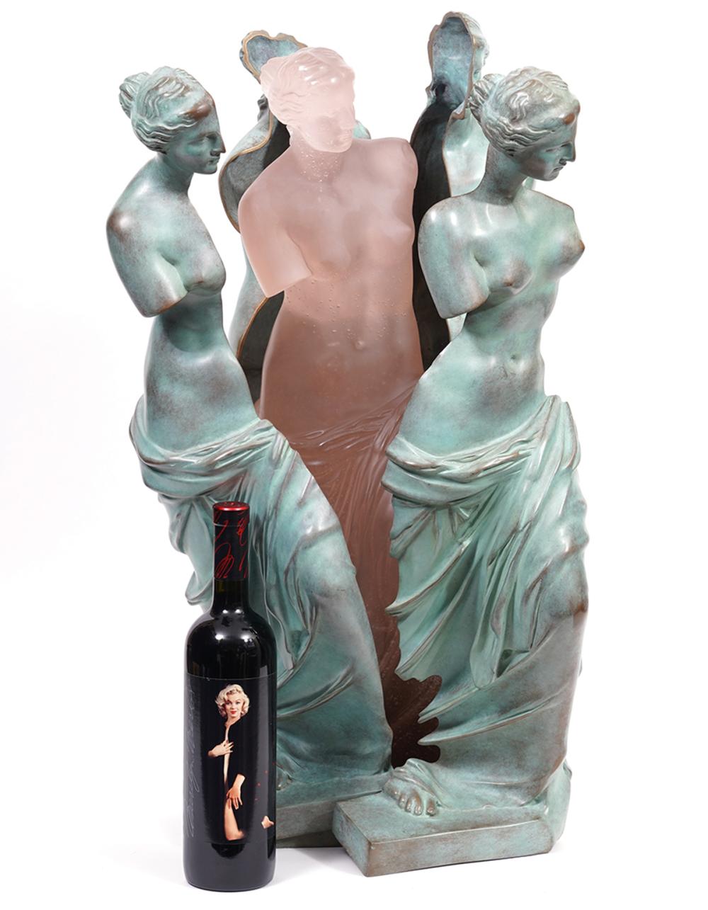 Appraisal: DAUM BRONZE GLASS 'NAISSANCE ROSE' BY ARMANDaum bronze and glass