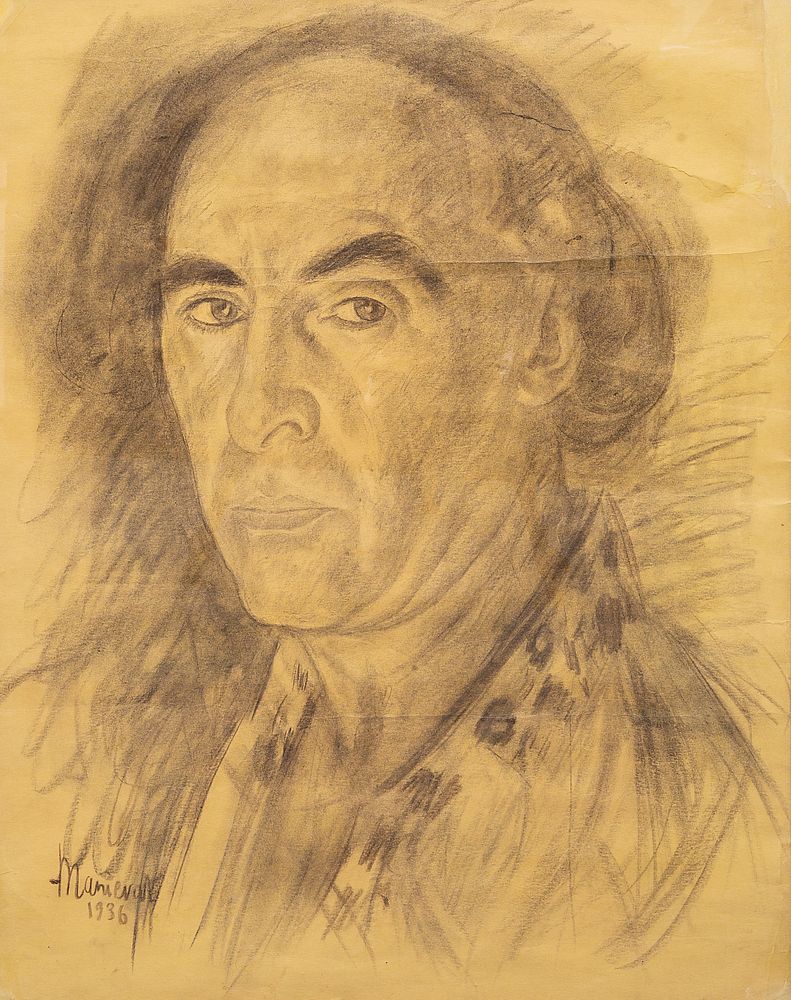 Appraisal: ABRAHAM MANIEVICH UKRAINIAN - ABRAHAM MANIEVICH UKRAINIAN - Self-Portrait charcoal