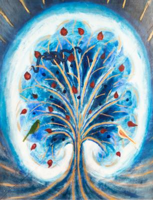 Appraisal: Manner of Scottie Wilson Tree of Life oil on board