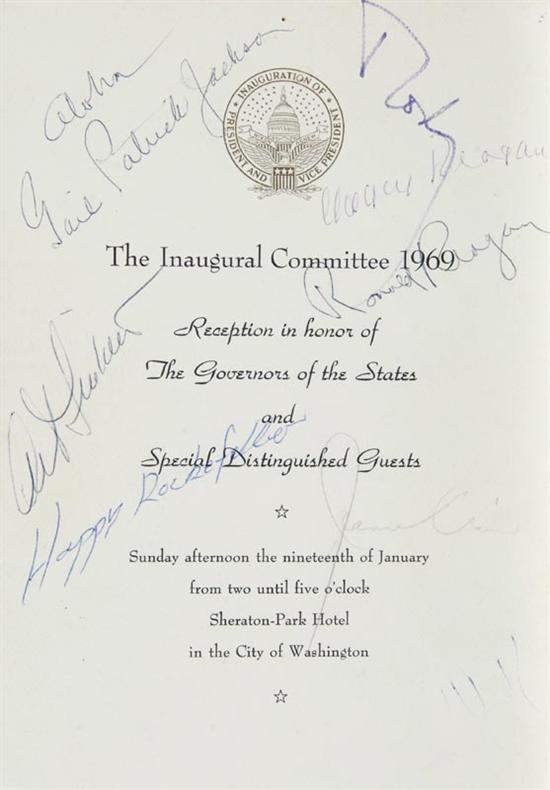 Appraisal: President Ronald Reagan Invitation or program for a governors' reception