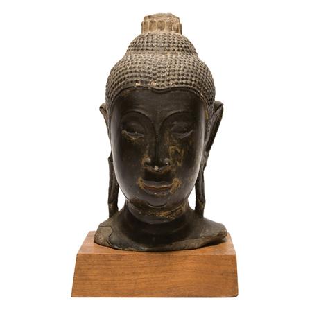 Appraisal: Thai Gilt Lacquered Stone Head of Buddha Estimate -