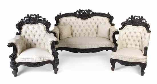 Appraisal: A Victorian Parlor Suite Karpen comprised of a settee and