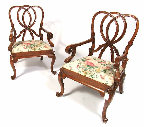 Appraisal: A pair of Rose Tarlow Chippendale style armchairs height in