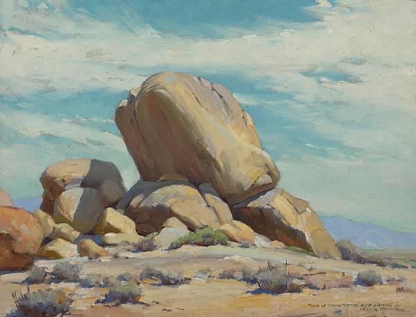 Appraisal: Clyde Forsythe - Desert Boulders signed and inscribed 'Pour La