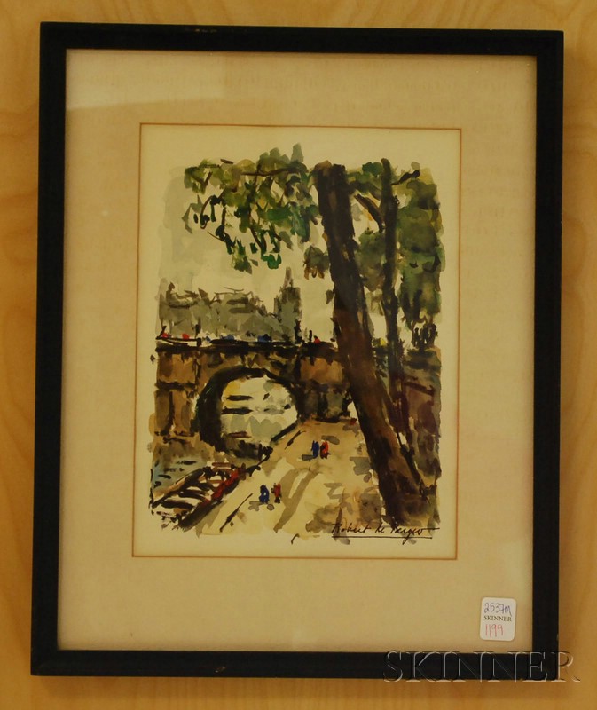 Appraisal: Robert Le Berger French - View Along the Seine Signed