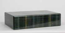 Appraisal: Large Asprey Blue Tiger-Eye Stone Box The top and sides