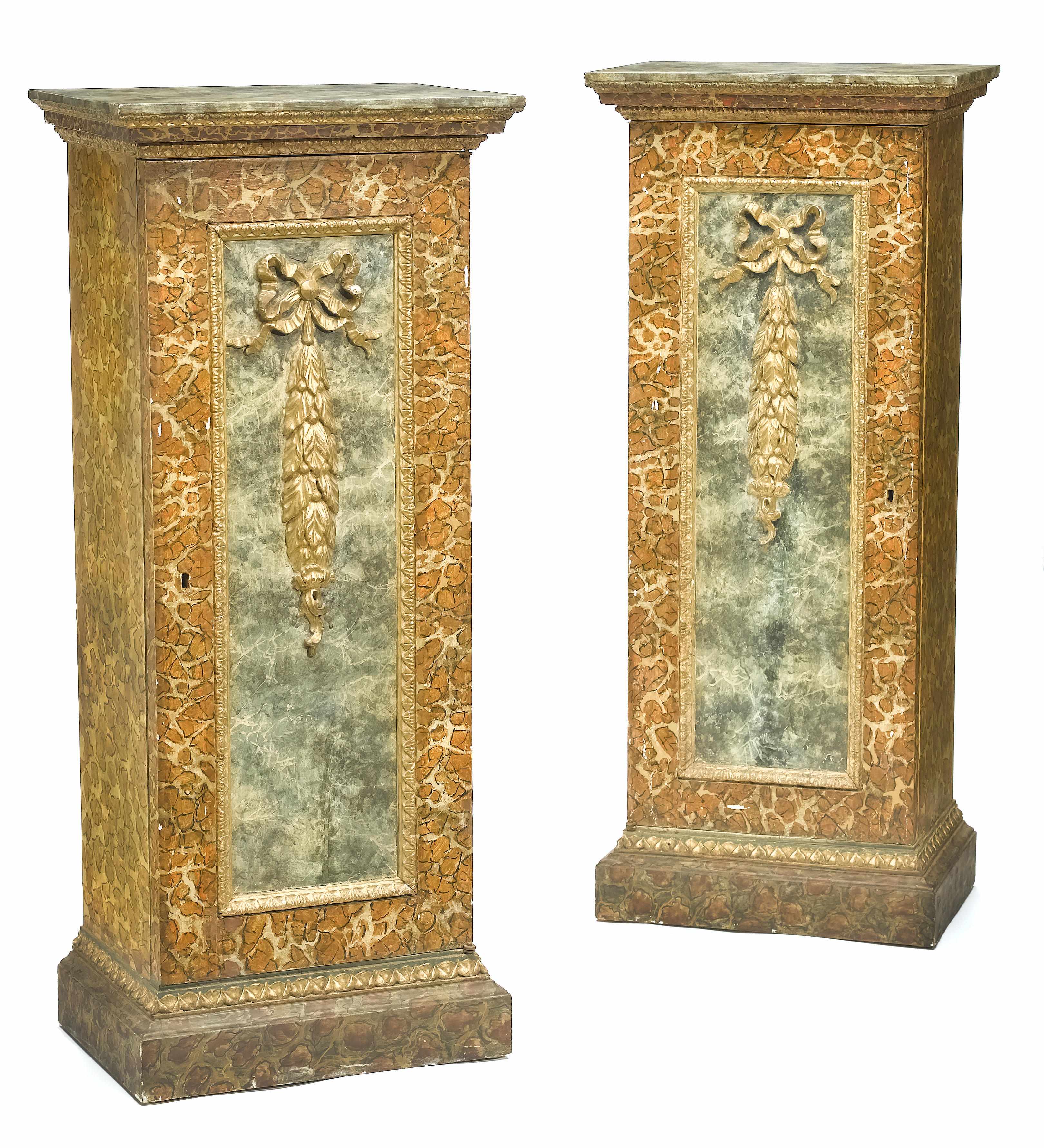 Appraisal: A pair of Neoclassical style parcel gilt and faux marble