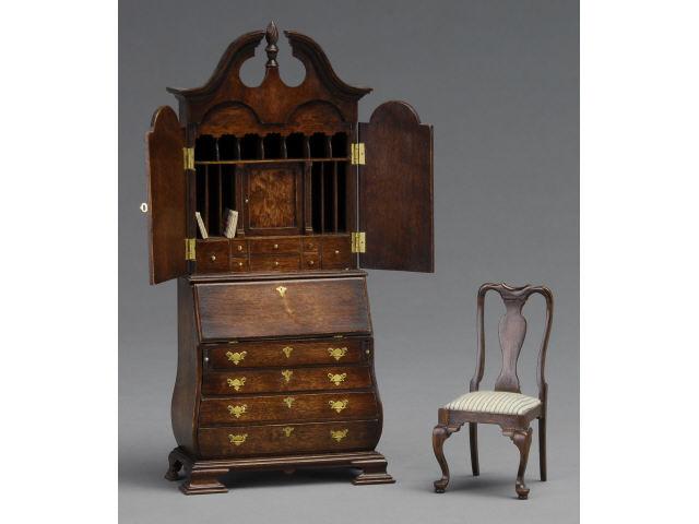 Appraisal: Noral Olson Secretary and Chair MN An exquisite mahogany secretary