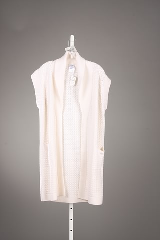 Appraisal: Chanel light beige sleeveless long sweater-vest with belt Size Neiman