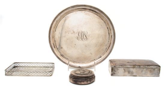 Appraisal: Collection of American Sterling Silver Articles comprising a rectangular galleried