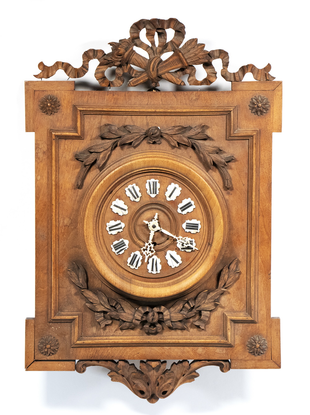 Appraisal: GERMAN BLACK FOREST WALL CLOCK Carved Red Walnut Case with