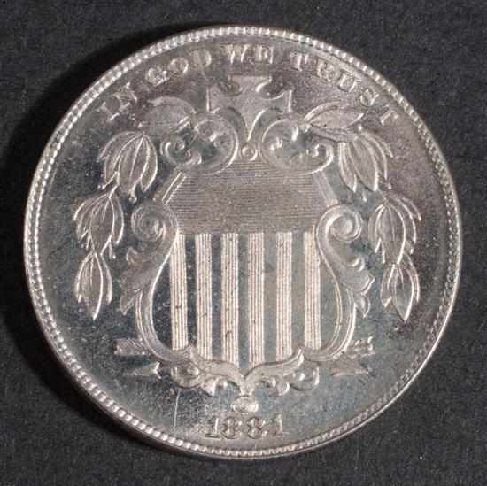 Appraisal: United States Shield type nickel five-cent piece MS- proof-like Estimate