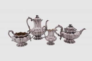 Appraisal: Early Victorian Silver Four Piece Coffee and Tea Service Early