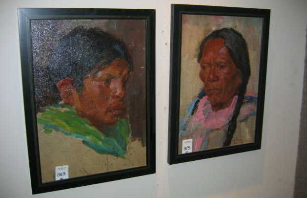 Appraisal: WILL PERRIN AMERICAN Pair of Native American portraits oil on