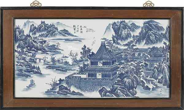 Appraisal: Massive Chinese blue and white porcelain plaque x