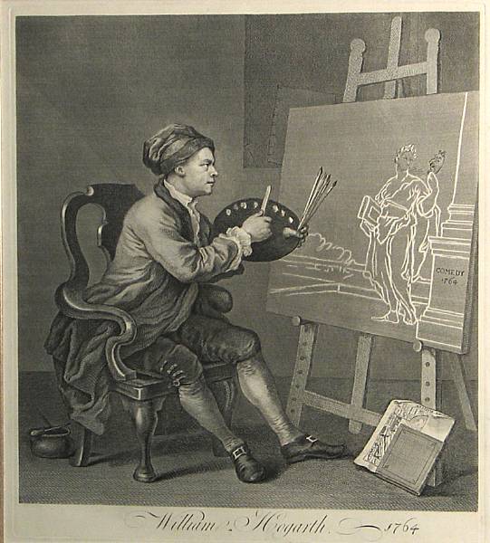 Appraisal: William Hogarth British - Painting the Comic Muse P Etching