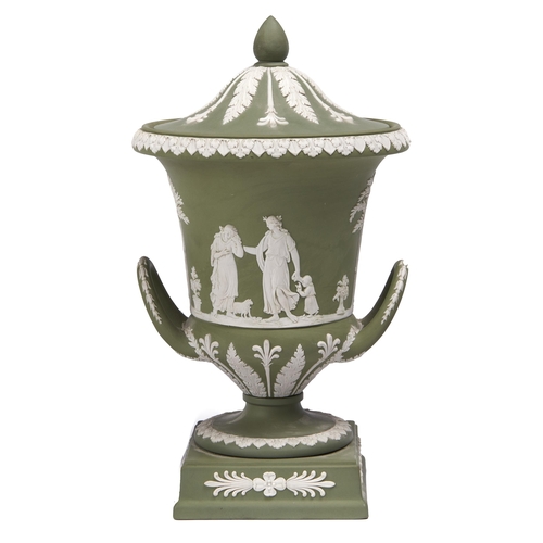 Appraisal: A Wedgwood green Jasper campana vase and cover th c