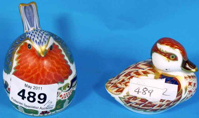 Appraisal: Royal Crown Derby Paperweights Bird and Duck gold stoppers