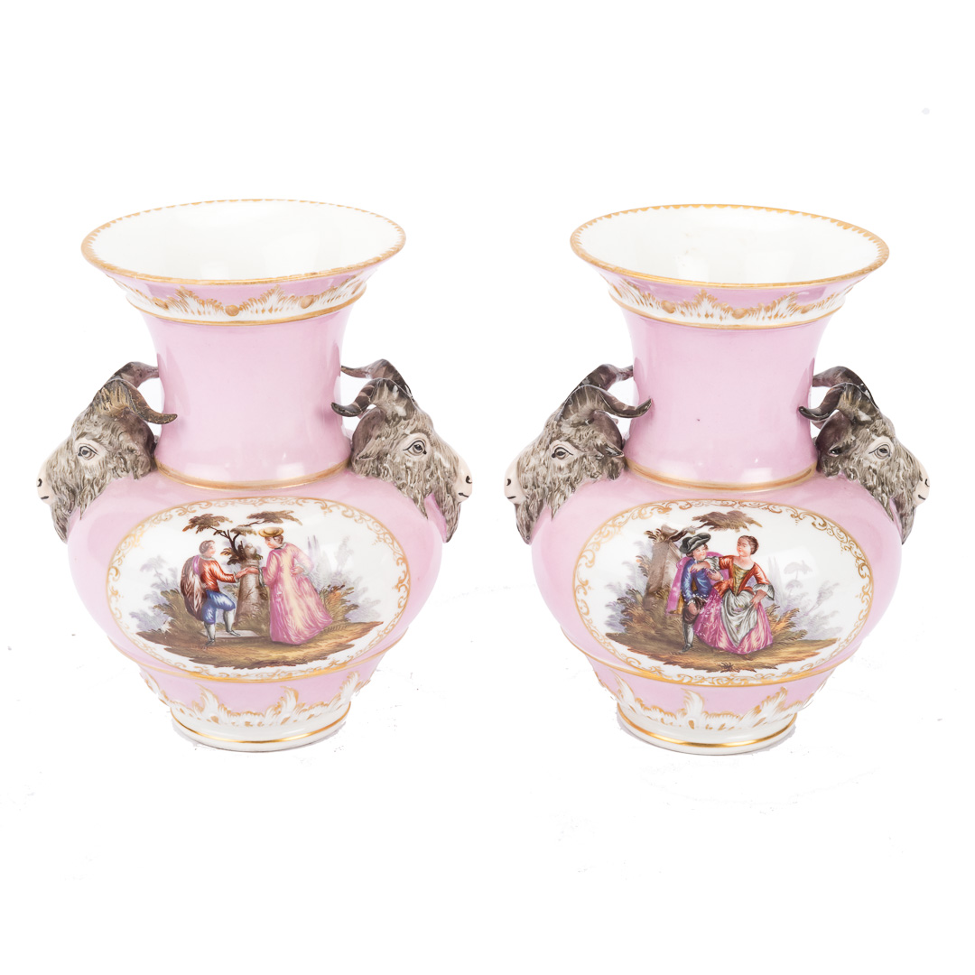 Appraisal: Pair of KPM porcelain vases early th century pink ground