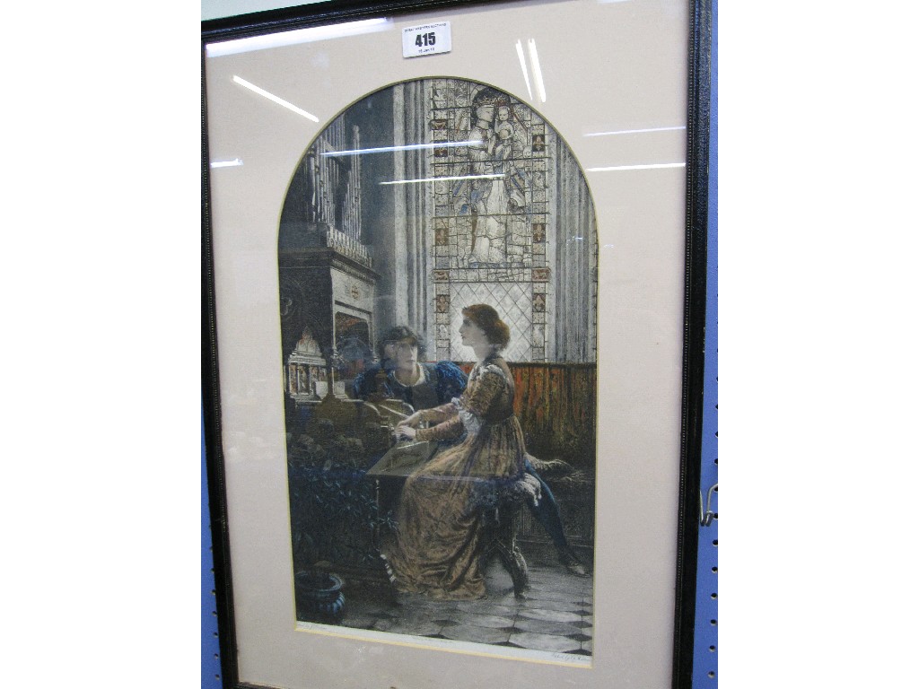 Appraisal: Decorative print of a couple at an organ