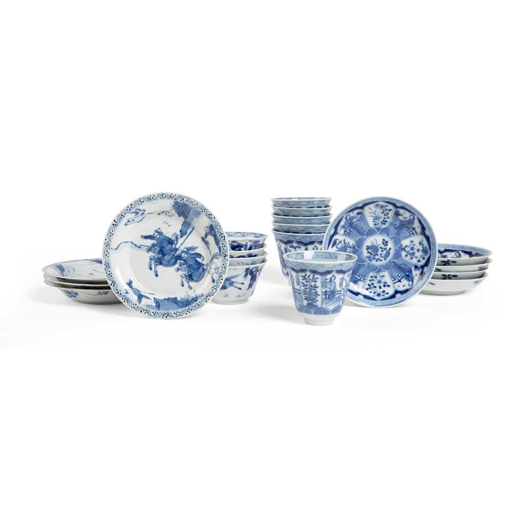 Appraisal: GROUP OF NINETEEN BLUE AND WHITE WARES QING DYNASTY KANGXI