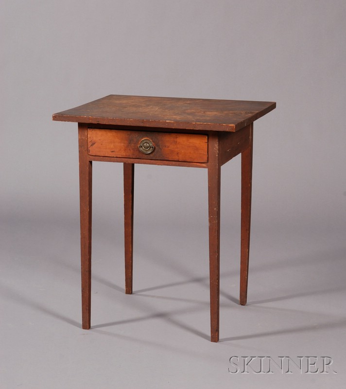 Appraisal: Federal Cherry Taper-leg One-Drawer Stand probably Connecticut River Valley early