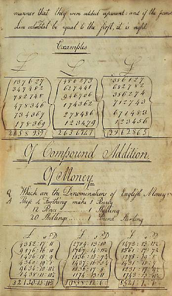 Appraisal: Manuscript Schoolbook Manuscript Arithmetic Schoolbook belonging to Allen Lewis approx