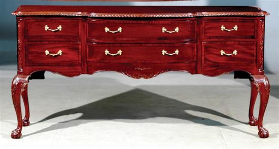 Appraisal: Irish Chippendale style inlaid mahogany sideboard shaped top with gadrooned