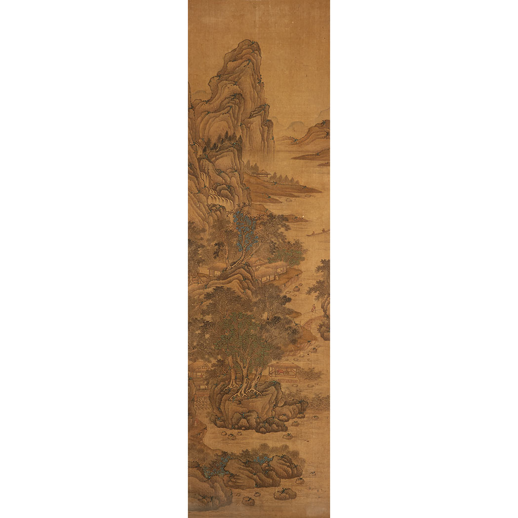 Appraisal: Chinese School th Century Hanging scroll huts in a landscape