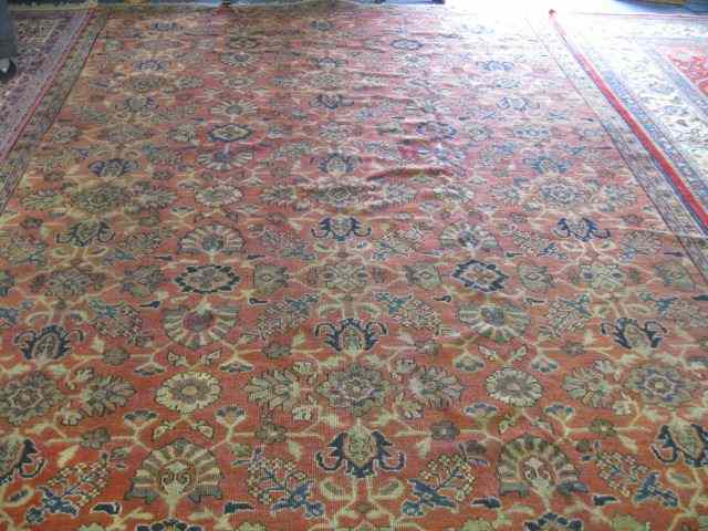 Appraisal: Mahal Persian Handmade Room Size Rug stylized floral on salmon