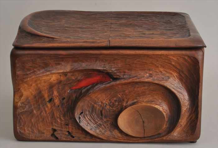 Appraisal: PHILLIP LLOYD POWELL - CARVED WOODEN BOX With double hinged