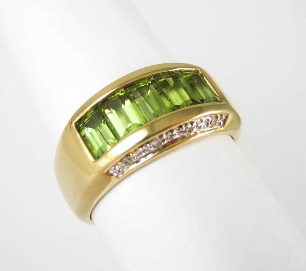 Appraisal: PERIDOT DIAMOND AND FOURTEEN KARAT GOLD RING The k yellow