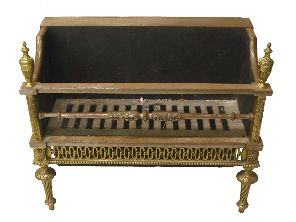 Appraisal: Neo-classical style cast iron and brass fire basket attributed to