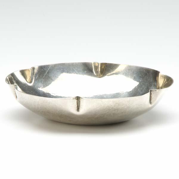 Appraisal: STERLING SILVER Scalloped bowl Stamped STERLING BAN x dia