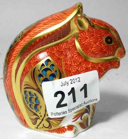 Appraisal: Royal Crown Derby Paperweight Red Squirell Gold Stopper and boxed