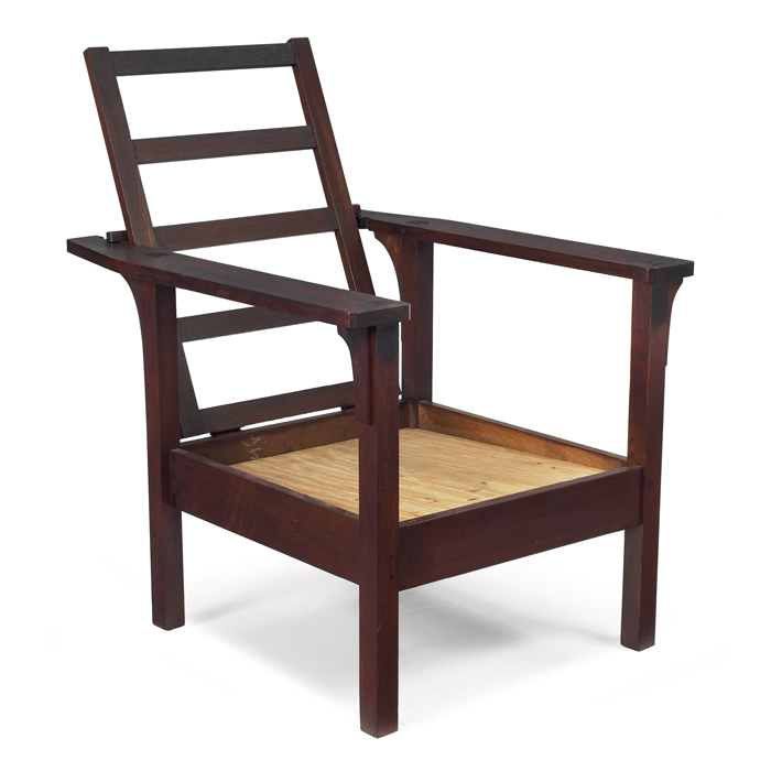 Appraisal: Lifetime Morris chair cut-corner arms with corbeled rear leg refinished