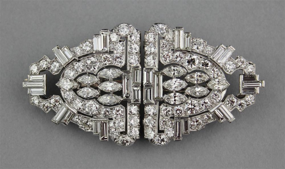 Appraisal: ART DECO PLATINUM AND DIAMOND DUETTE can be separated and