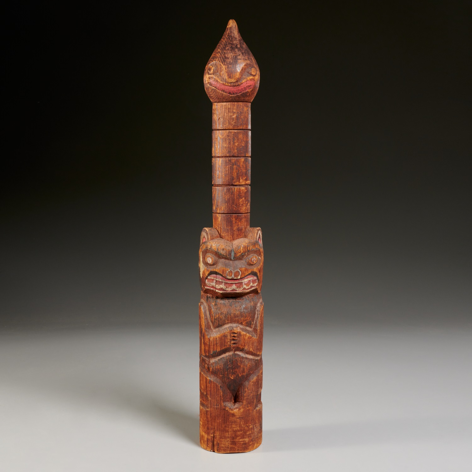 Appraisal: PACIFIC NORTHWEST SMALL CARVED WOOD TOTEM Early to mid th