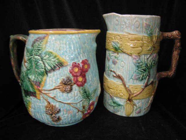 Appraisal: Large Majolica Pottery Pitchers loss