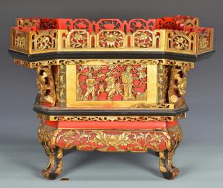 Appraisal: Chinese Gilt Carved Temple Altar or Shrine Chinese lacquer carved