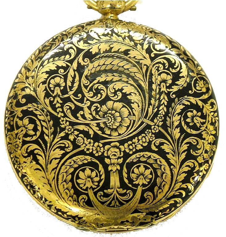 Appraisal: Attractive gold and enamel slim hunter pocket watch the cuvette