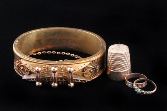 Appraisal: FOUR ITEMS VICTORIAN JEWELRY Late th century Low karat gold