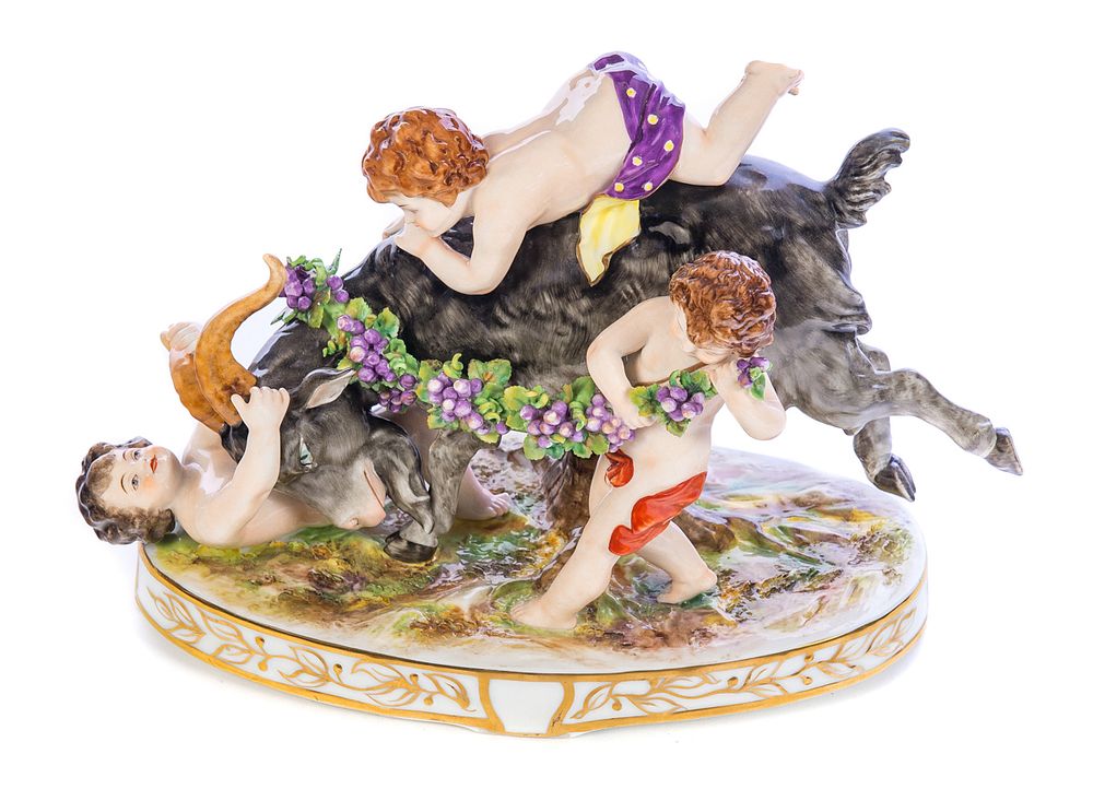 Appraisal: Capodimonte Porcelain Figurine grouping Cherubs with Capodimonte Porcelain Figurine grouping