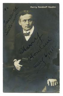 Appraisal: Houdini Harry Inscribed and Signed Real Photo Postcard Circa Striking